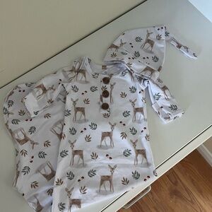 Caden Lane Baby Knot Gown + Hat